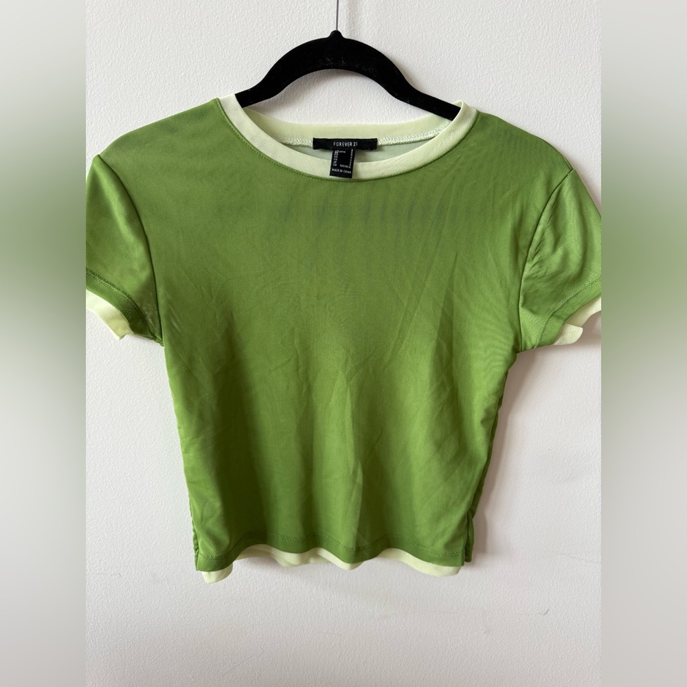 F21 mesh green baby top